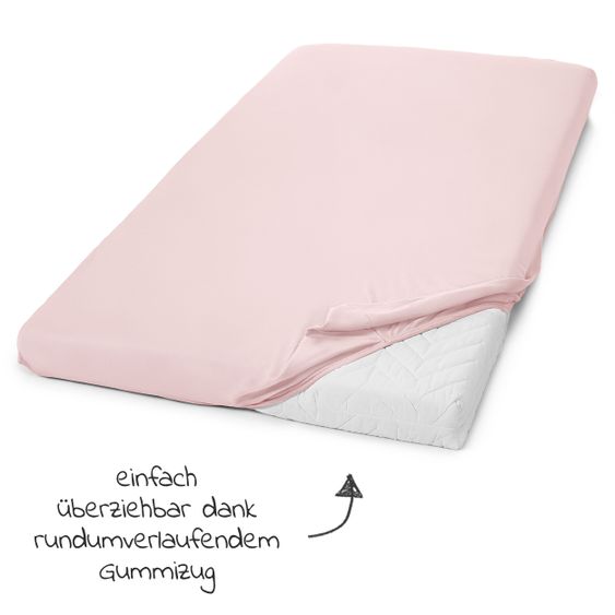 LaLoona Lenzuolo a pieghe 3 Pack per lettino 60 x 120 / 70 x 140 cm - Bianco / Rosa / Grigio chiaro