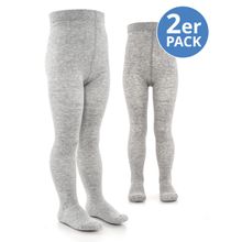 Strumpfhose 2er Pack - Grau Melange - Gr. 98/104