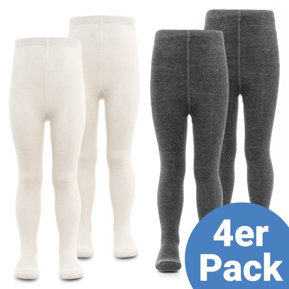 LaLoona Strumpfhose 4er Pack - Natur Anthrazit-Melange - Gr. 98/104