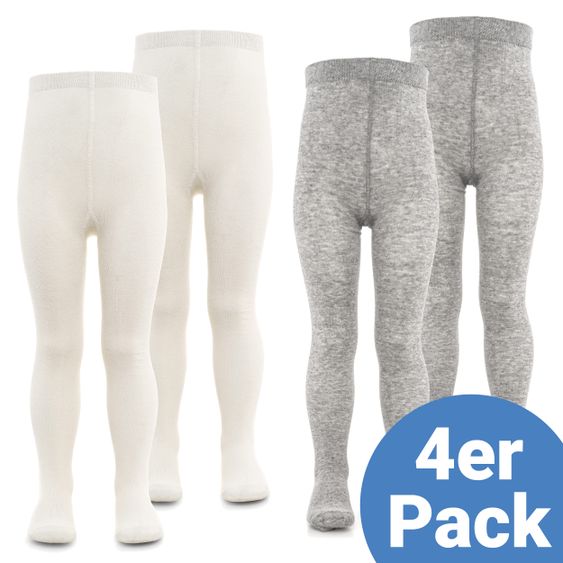 LaLoona Strumpfhose 4er Pack - Natur Grau-Melange - Gr. 98/104