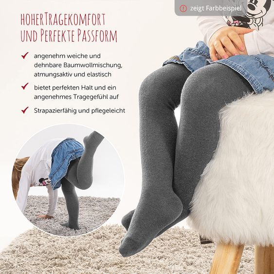 LaLoona Strumpfhose 4er Pack - Natur Grau-Melange - Gr. 98/104