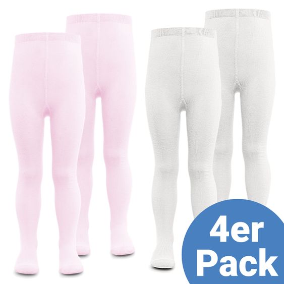 LaLoona Strumpfhose 4er Pack - Rosa Weiß - Gr. 74/80