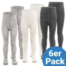 Strumpfhose 6er Pack - Grau-Melange + Natur + Anthrazit-Melange - Gr. 98/104
