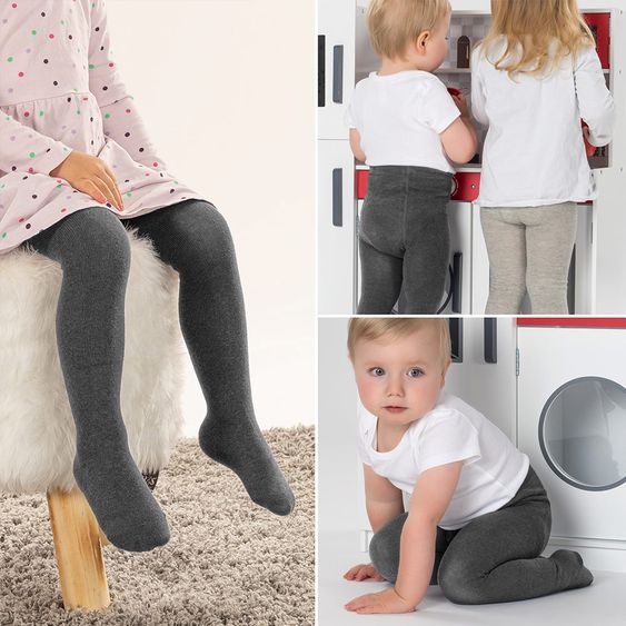 LaLoona Strumpfhose 6er Pack - Grau-Melange + Natur + Anthrazit-Melange - Gr. 98/104