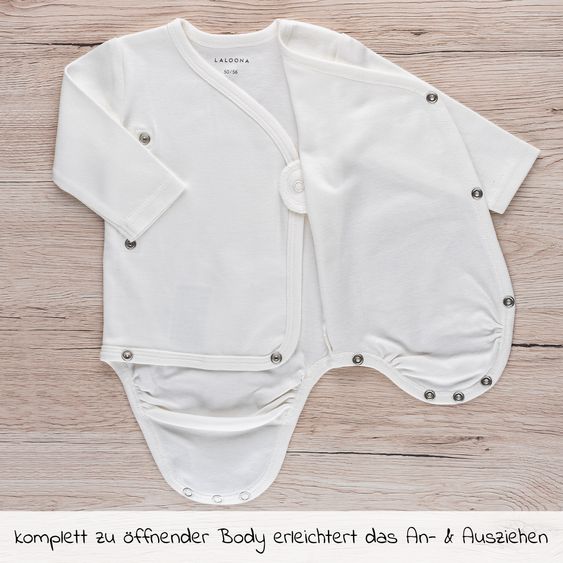 LaLoona Wickelbody Langarm 6er Pack - Salbei Grau - Gr. 50/56
