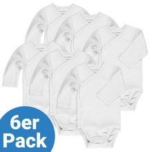 Wickelbody Langarm 6er Pack - Weiß - Gr. 62/68