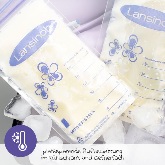 Lansinoh 70-piece breastfeeding set - electric breast pump compact + 4 PP bottles + 36 nursing pads + 25 breast milk bags + 1 nipple ointment + 3 burp cloths