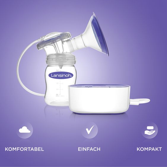 Lansinoh 70-tlg. Still-Set - elektr. Milchpumpe Kompakt + 4 PP-Flaschen + 36 Stilleinlagen + 25 Muttermilchbeutel + 1 Brustwarzensalbe + 3 Spucktücher