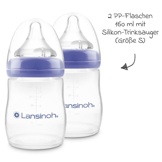 Lansinoh 70-tlg. Still-Set - elektr. Milchpumpe Kompakt + 4 PP-Flaschen + 36 Stilleinlagen + 25 Muttermilchbeutel + 1 Brustwarzensalbe + 3 Spucktücher