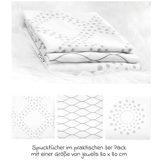 Lansinoh 9-tlg. Glas-Flaschen-Set mit NaturalWave® Trinksauger Gr. S & M + 3 Spucktücher