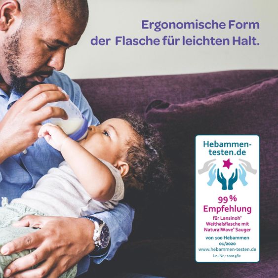 Lansinoh 9-tlg. PP-Flaschen-Set mit NaturalWave® Trinksauger Gr. S & M + 3 Mullwindeln