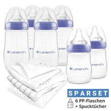 9-tlg. PP-Flaschen-Set mit NaturalWave® Trinksauger Gr. S & M + 3 Spucktücher