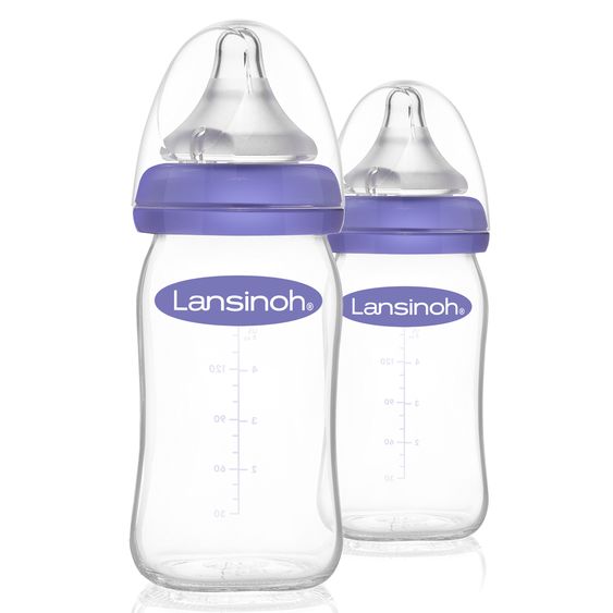 Lansinoh Glass bottle 2-pack 160ml with NaturalWave® teat size S