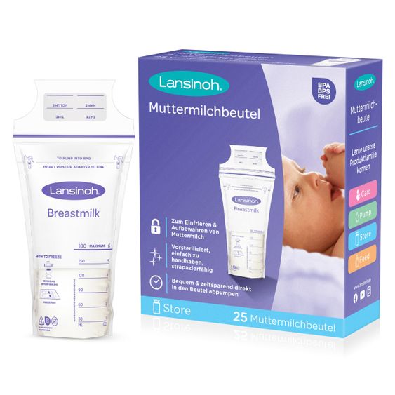 Lansinoh Breast milk bags 25 pack each 180 ml