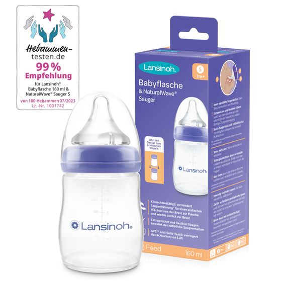 Lansinoh PP bottle 160ml with Natural Wave® teat size S