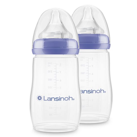 Lansinoh PP-Flasche 2er Pack 240ml mit Natural Wave® Trinksauger Gr. M