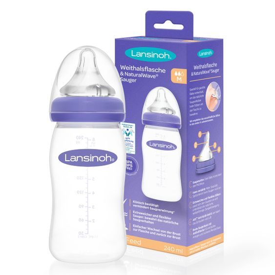 Lansinoh PP-Flasche Natural Wave 240 ml - Silikon Gr. M