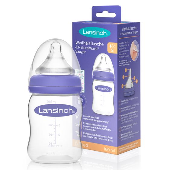 Lansinoh PP-Flasche NaturalWave 160 ml - Silikon Gr. S