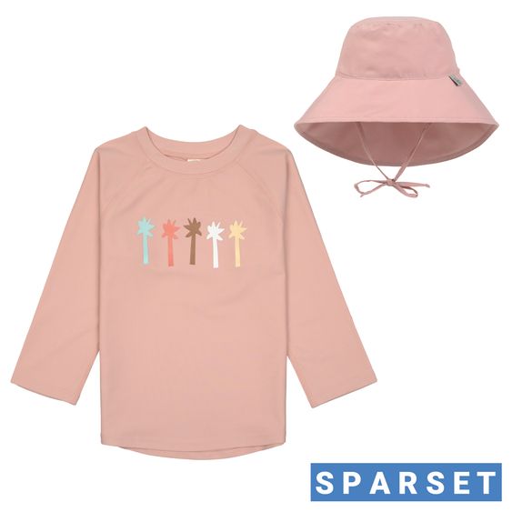 Lässig 2-pc. Bath Set Shirt & Sun Hat - Palms - Peach - Size: 3 - 6 months