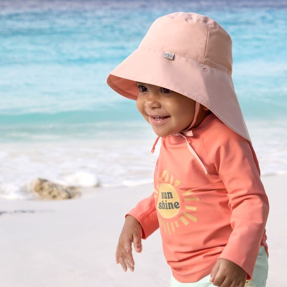 Lässig 2-pc. Bath Set Shirt & Sun Hat - Palms - Peach - Size: 3 - 6 months