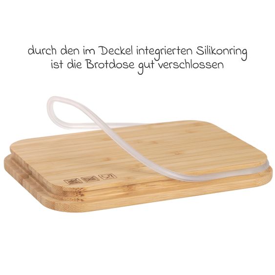 Lässig 2-pc Lunch Set made of Stainless Steel & Bamboo Lunchbox + Drinking Bottle - Happy Prints