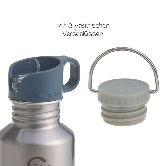 Lässig 2-pc Lunch Set made of Stainless Steel & Bamboo Lunchbox + Drinking Bottle - Happy Prints