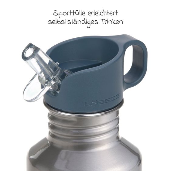 Lässig 2-pc Lunch Set made of Stainless Steel & Bamboo Lunchbox + Drinking Bottle - Happy Prints