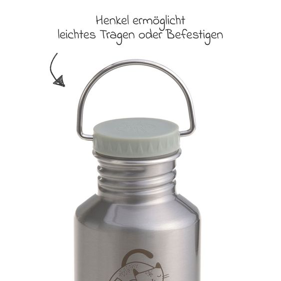 Lässig 2-pc Lunch Set made of Stainless Steel & Bamboo Lunchbox + Drinking Bottle - Happy Prints