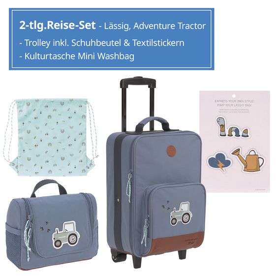 Lässig 2-tlg. Reise-Set - inkl. Trolley + Washbag - Adventure Tractor