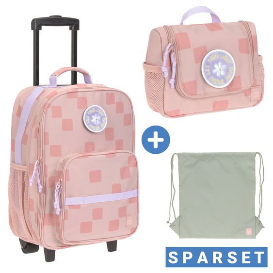 Lässig 2-pc. Travel Set Trolley + Washbag - Pattern Party - Rose