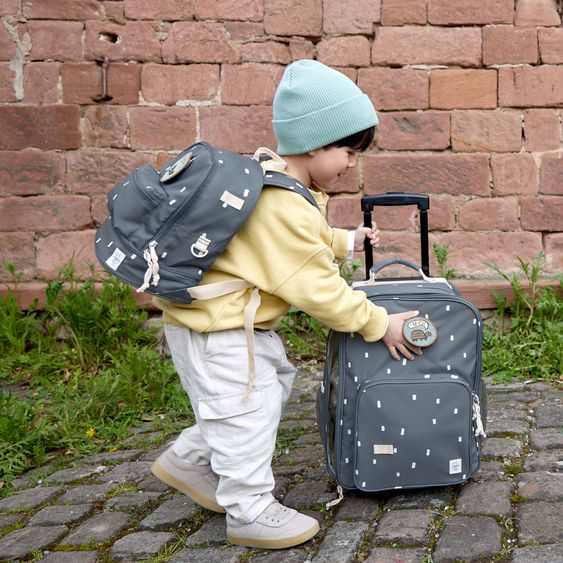 Lässig 2-tlg. Set Rucksack Mini Backpack & Edelstahl-Brotdose - Happy Prints - Midnight Blue