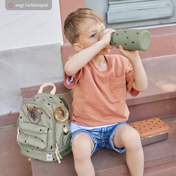 Lässig 2-piece set backpack mini backpack & stainless steel lunch box - Happy Prints - Midnight Blue