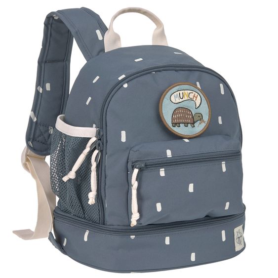 Lässig 2-tlg. Set Rucksack Mini Backpack & Edelstahl-Brotdose - Happy Prints - Midnight Blue