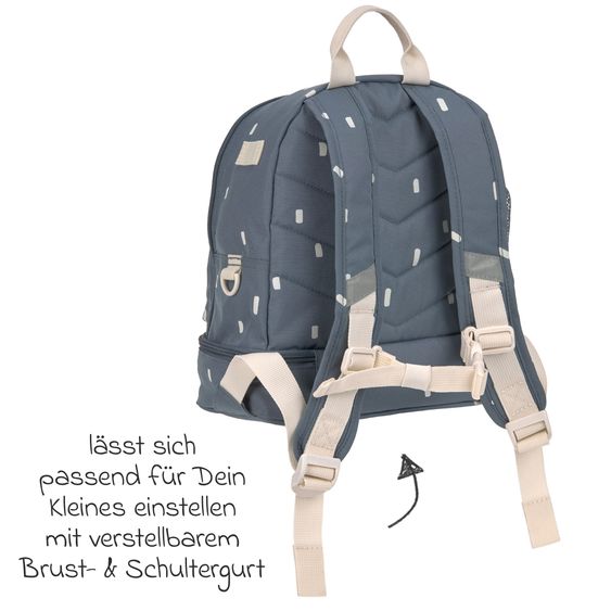 Lässig 2-tlg. Set Rucksack Mini Backpack & Edelstahl-Brotdose - Happy Prints - Midnight Blue