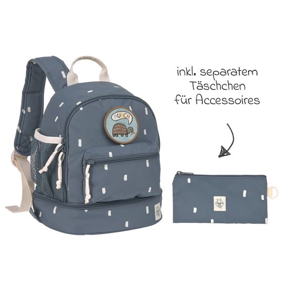 Lässig 2-piece set backpack mini backpack & stainless steel lunch box - Happy Prints - Midnight Blue