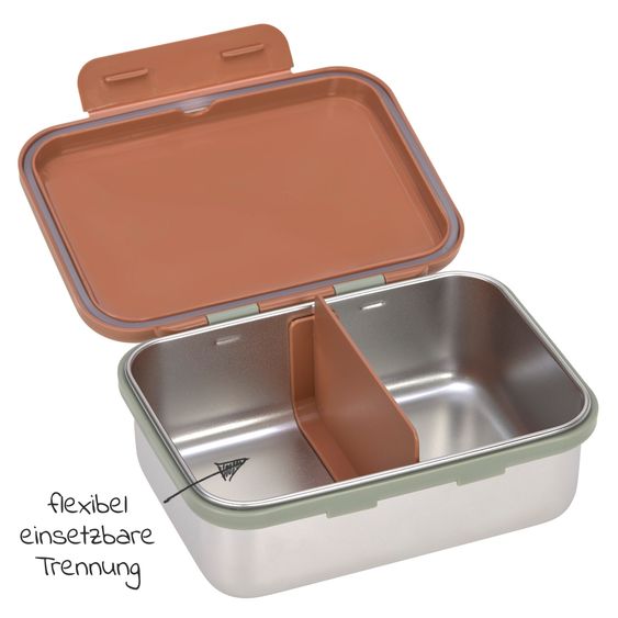 Lässig Set di 2 pezzi zaino mini e cestino per il pranzo in acciaio inox - Happy Prints - Caramello