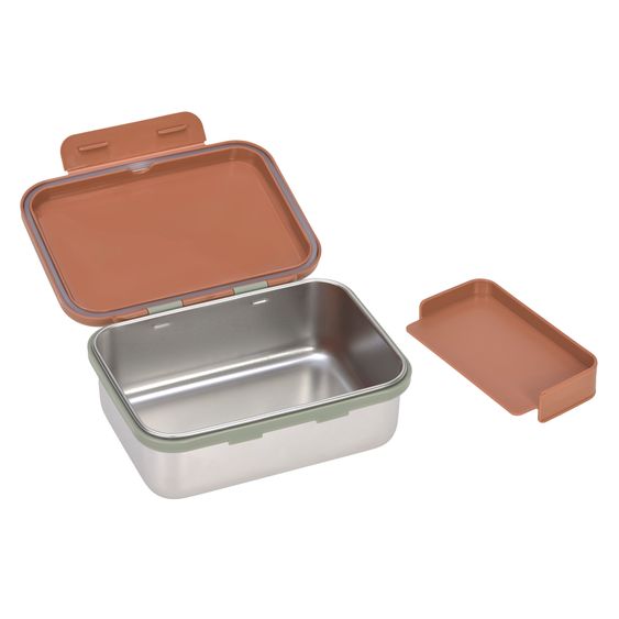 Lässig Set di 2 pezzi zaino mini e cestino per il pranzo in acciaio inox - Happy Prints - Caramello