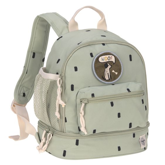 Lässig 2-tlg. Set Rucksack Mini Backpack & Edelstahl-Brotdose Lunchbox - Happy Prints - Light Olive