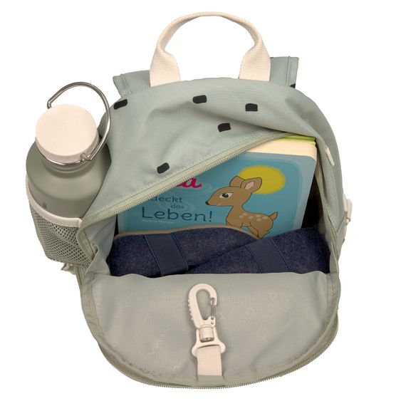 Lässig 2-tlg. Set Rucksack Mini Backpack & Edelstahl-Brotdose Lunchbox - Happy Prints - Light Olive