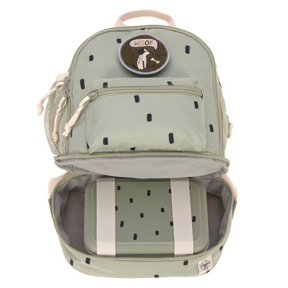 Lässig 2-tlg. Set Rucksack Mini Backpack & Edelstahl-Brotdose Lunchbox - Happy Prints - Light Olive