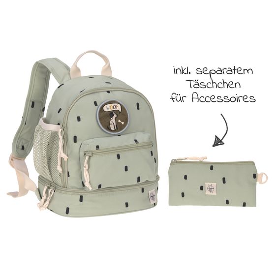 Lässig 2-tlg. Set Rucksack Mini Backpack & Edelstahl-Brotdose Lunchbox - Happy Prints - Light Olive