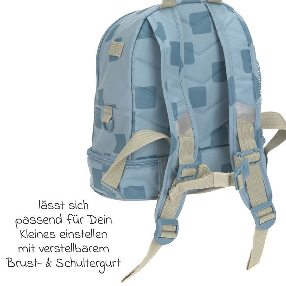 Lässig 2-pcs. Set Mini Backpack + Stainless Steel Drinking Bottle - Pattern Party - Blue