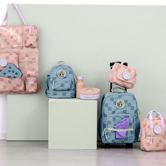 Lässig 2-pcs. Set Mini Backpack + Stainless Steel Drinking Bottle - Pattern Party - Blue