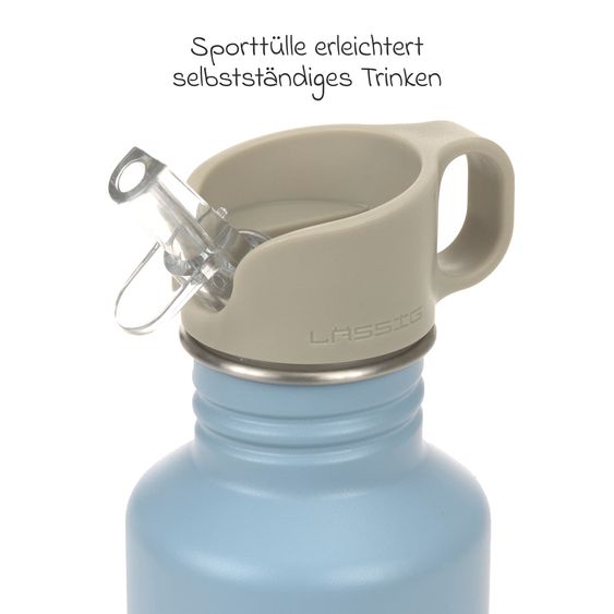 Lässig 2-pcs. Set Mini Backpack + Stainless Steel Drinking Bottle - Pattern Party - Blue