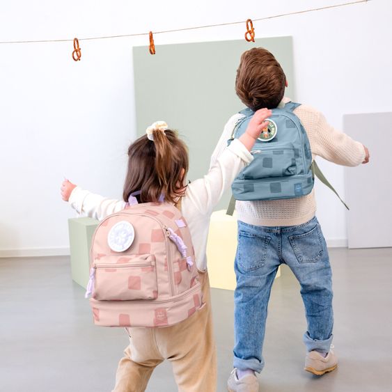 Lässig 2-pcs. Set Mini Backpack + Stainless Steel Drinking Bottle - Pattern Party - Rosa