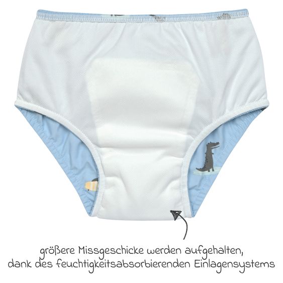 Lässig 3-pc. Bath Set Shirt, Nappy Pants & Sun Hat - Crocodile - Sky Blue - Size: 3 - 6 months