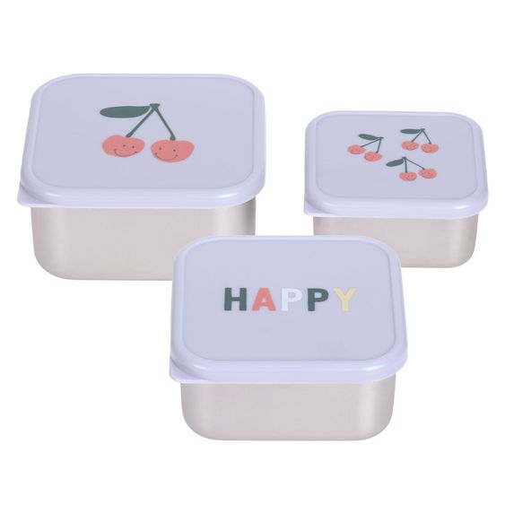 Lässig 3-tlg. Edelstahl-Snackboxen-Set - Happy Fruits - Cherry