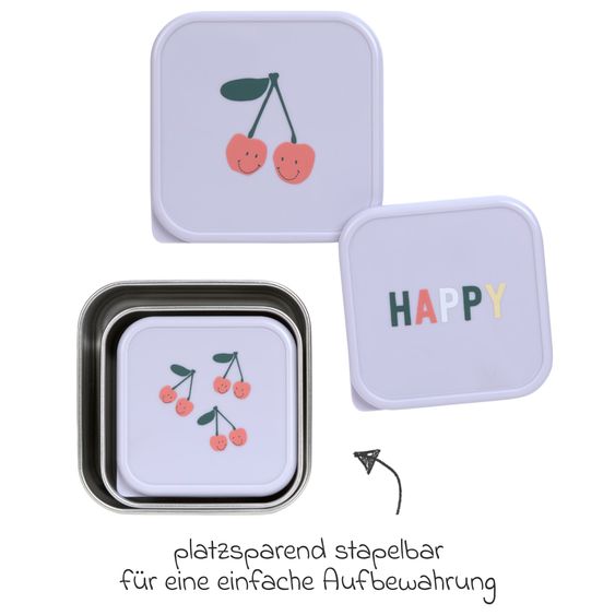 Lässig 3-tlg. Edelstahl-Snackboxen-Set - Happy Fruits - Cherry