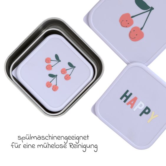 Lässig 3-tlg. Edelstahl-Snackboxen-Set - Happy Fruits - Cherry