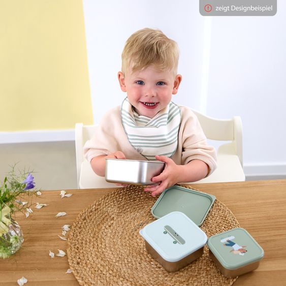 Lässig Set 3 pz. di contenitori per snack in acciaio inox - Happy Rascals Heart - Lavanda